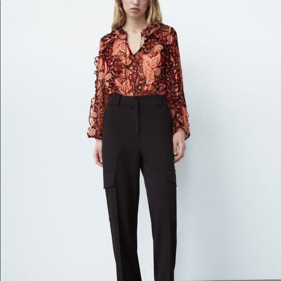 ZARA PRINTED RUFFLED BODYSUIT MULTICOLORED - Picture 5 of 9